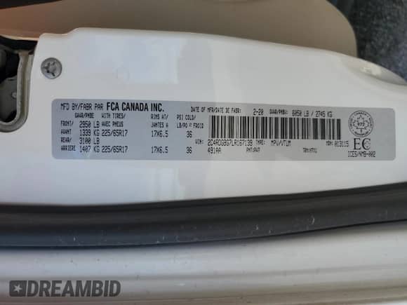 2020 Dodge Grand Caravan SE Plus with VIN 2C4RDGBG7LR167139, listed as a Copart auction lot 62342965 with 109,703 mi miles and Salvage title. Bid and sale history available at DreamBid. Image 14.