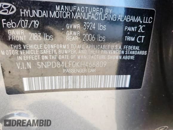 2019 Hyundai Elantra SEL с VIN 5NPD84LF0KH466809, выставлен на аукционе Copart как лот 86179455 с пробегом 144 685 миль миль и Чистый • Clean title. История ставок и продаж доступна на DreamBid. Изображение 12.
