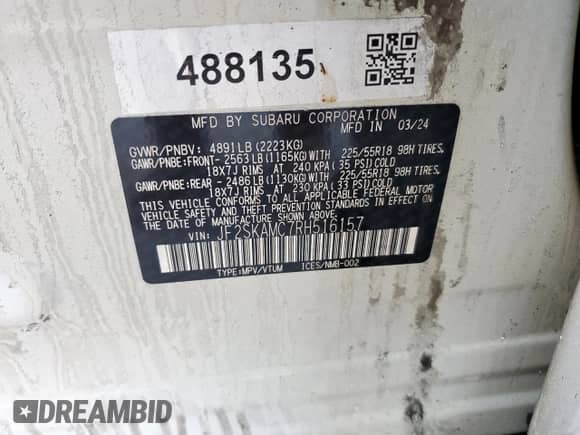 2024 Subaru Forester Touring z VIN JF2SKAMC7RH516157, wystawiony jako Copart lot #69557795 z przebiegiem 10 515 mil mil oraz Szkoda całkowita • Salvage title. Historia ofert i sprzedaży dostępna na DreamBid. Obrazek 13.