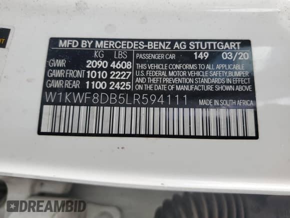 2020 Mercedes-Benz C 300 z VIN W1KWF8DB5LR594111, wystawiony jako Copart lot #69778805 z przebiegiem 34 718 mil mil oraz Szkoda całkowita • Salvage title. Historia ofert i sprzedaży dostępna na DreamBid. Obrazek 13.