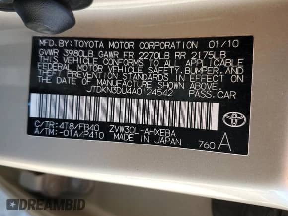 2010 Toyota Prius II z VIN JTDKN3DU4A0124542, wystawiony jako Copart lot #89570965 z przebiegiem 232 943 mil mil oraz Czysty tytuł • Clean title. Historia ofert i sprzedaży dostępna na DreamBid. Obrazek 12.