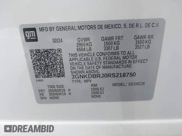 2024 Chevrolet Blazer EV eAWD LT с VIN 3GNKDBRJ0RS218750, выставлен на аукционе IAAI как лот 41735858 с пробегом 2 835 миль миль и . История ставок и продаж доступна на DreamBid. Изображение 9.