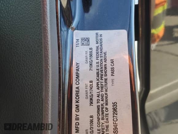 2015 Chevrolet Spark LT с VIN KL8CD6S94FC729635, выставлен на аукционе Copart как лот 80916685 с пробегом 99 004 миль миль и Списание • Salvage title. История ставок и продаж доступна на DreamBid. Изображение 13.