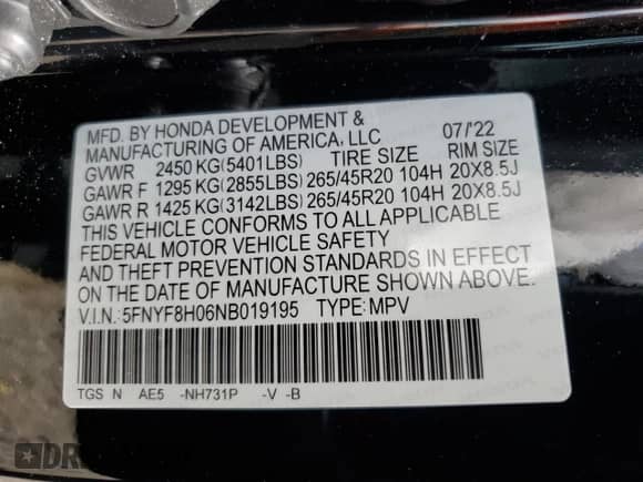 2022 Honda Passport Elite с VIN 5FNYF8H06NB019195, выставлен на аукционе Copart как лот 64836185 с пробегом 28 484 миль миль и Списание • Salvage title. История ставок и продаж доступна на DreamBid. Изображение 13.