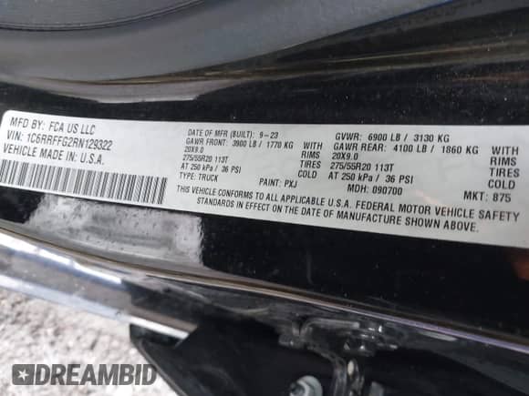 2024 Ram 1500 Big Horn z VIN 1C6RRFFG2RN129322, wystawiony jako IAAI lot #41928116 z przebiegiem 13 303 mil mil oraz . Historia ofert i sprzedaży dostępna na DreamBid. Obrazek 9.
