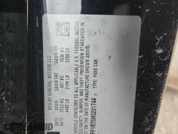2017 Chevrolet Camaro 1SS z VIN 1G1FF1R76H0201744, wystawiony jako Copart lot #71552095 z przebiegiem Nie podano mil oraz Szkoda całkowita • Salvage title. Historia ofert i sprzedaży dostępna na DreamBid. Obrazek 12.