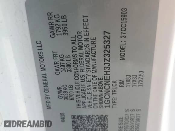 2018 Chevrolet Silverado 1500 LS z VIN 1GCNCNEH3JZ325327, wystawiony jako Copart lot #70743754 z przebiegiem Nie podano mil oraz Czysty tytuł • Clean title. Historia ofert i sprzedaży dostępna na DreamBid. Obrazek 13.