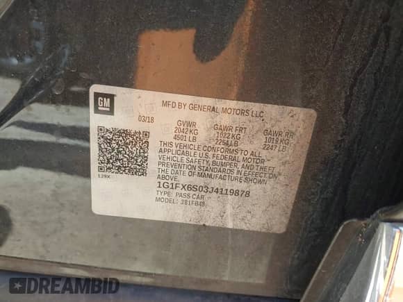 2018 Chevrolet Bolt EV Premier с VIN 1G1FX6S03J4119878, выставлен на аукционе IAAI как лот 42051088 с пробегом 52 859 миль миль и . История ставок и продаж доступна на DreamBid. Изображение 9.