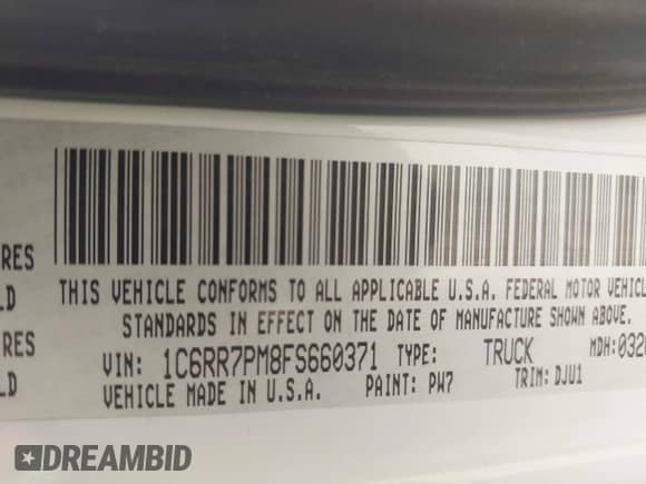 2015 Ram 1500 Laramie Longhorn with VIN 1C6RR7PM8FS660371, listed as a IAAI auction lot 42884338 with 266,388 mi miles and . Bid and sale history available at DreamBid. Image 9.