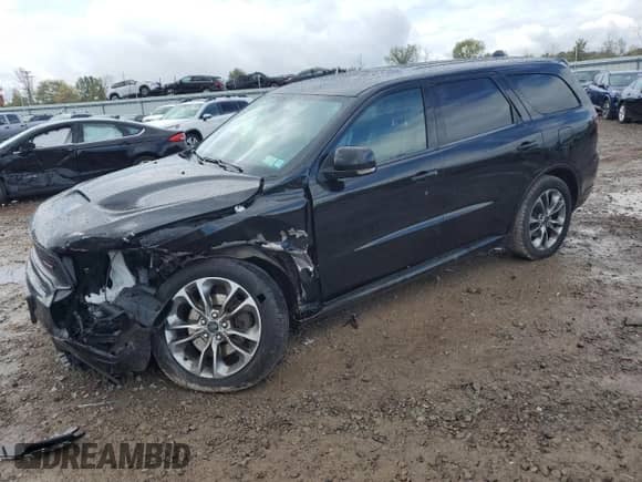 2019 Dodge Durango R/T with VIN 1C4SDJCT9KC756078, listed as a Copart auction lot 81808715 with 107,548 mi miles and Salvage title. Bid and sale history available at DreamBid. Image 1.