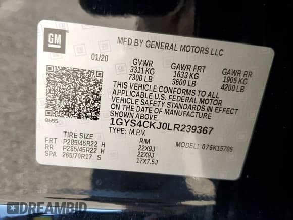 2020 Cadillac Escalade Premium Luxury with VIN 1GYS4CKJ0LR239367, listed as a Copart auction lot 82604625 with 66,029 mi miles and Salvage title. Bid and sale history available at DreamBid. Image 13.