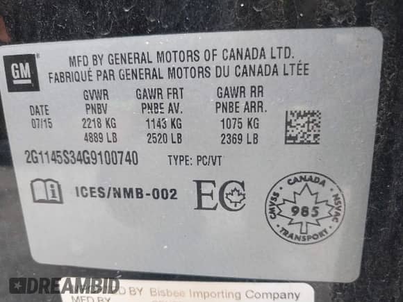 2016 Chevrolet Impala LTZ z VIN 2G1145S34G9100740, wystawiony jako IAAI lot #42247467 z przebiegiem 67 519 mil mil oraz . Historia ofert i sprzedaży dostępna na DreamBid. Obrazek 9.