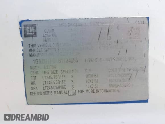 2011 Chevrolet Express Passenger 1LT z VIN 1GAZG1FG1B1134583, wystawiony jako IAAI lot #42298615 z przebiegiem 348 107 mil mil oraz . Historia ofert i sprzedaży dostępna na DreamBid. Obrazek 9.