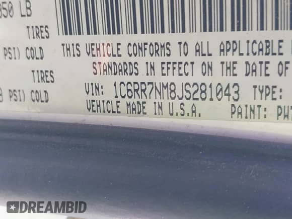 2018 Ram 1500 Laramie с VIN 1C6RR7NM8JS281043, выставлен на аукционе IAAI как лот 42903007 с пробегом 223 116 миль миль и . История ставок и продаж доступна на DreamBid. Изображение 9.