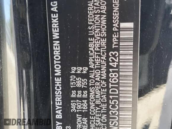2013 MINI Hardtop with VIN WMWSU3C51DT681423, listed as a Copart auction lot 61310795 with 97,510 mi miles and Salvage title. Bid and sale history available at DreamBid. Image 12.
