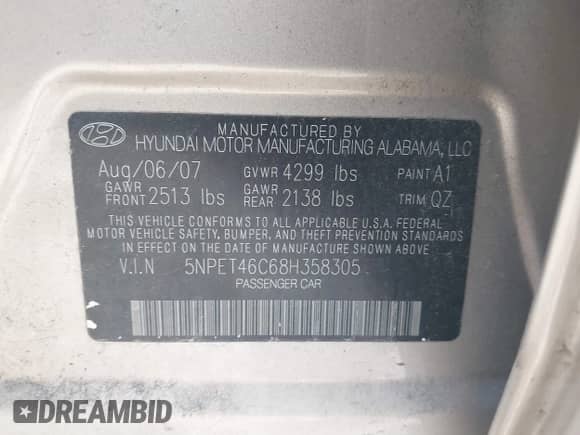2008 Hyundai Sonata GLS с VIN 5NPET46C68H358305, выставлен на аукционе IAAI как лот 41218276 с пробегом 30 790 миль миль и . История ставок и продаж доступна на DreamBid. Изображение 9.