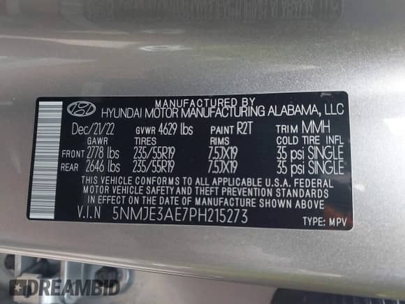 2023 Hyundai Tucson Limited with VIN 5NMJE3AE7PH215273, listed as a IAAI auction lot 42909157 with 33,018 mi miles and . Bid and sale history available at DreamBid. Image 9.