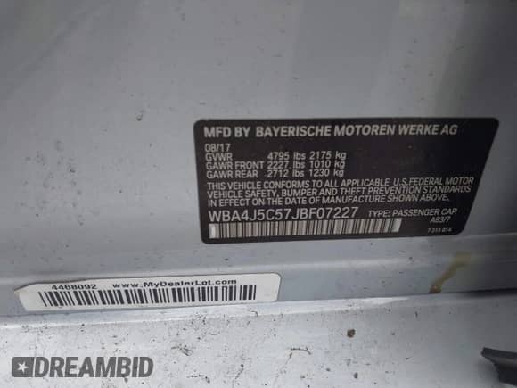 2018 BMW 4 Series 440i с VIN WBA4J5C57JBF07227, выставлен на аукционе IAAI как лот 41562986 с пробегом 76 316 миль миль и . История ставок и продаж доступна на DreamBid. Изображение 9.