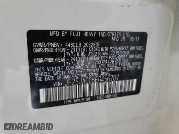 2014 Subaru Forester Premium z VIN JF2SJACC5EG456707, wystawiony jako Copart lot #55215405 z przebiegiem 129 760 mil mil oraz Szkoda całkowita • Salvage title. Historia ofert i sprzedaży dostępna na DreamBid. Obrazek 14.