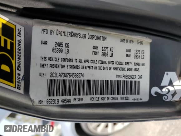 2006 Chrysler 300 C SRT-8 с VIN 2C3LA73W76H508574, выставлен на аукционе Copart как лот 69081025 с пробегом 196 734 миль миль и Чистый • Clean title. История ставок и продаж доступна на DreamBid. Изображение 12.