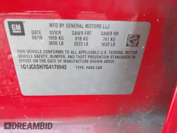 2016 Chevrolet Sonic LT с VIN 1G1JC6SH7G4179943, выставлен на аукционе IAAI как лот 42703599 с пробегом 114 722 миль миль и . История ставок и продаж доступна на DreamBid. Изображение 9.