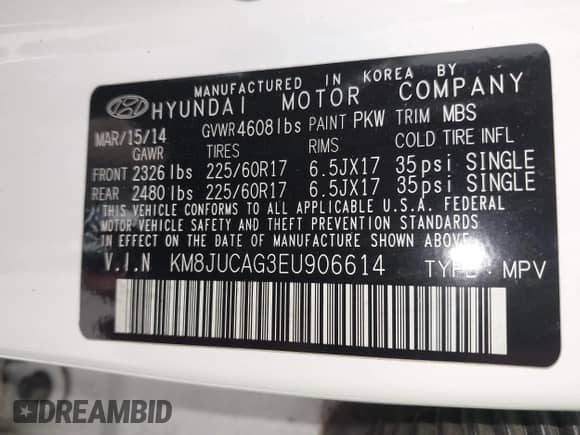 2014 Hyundai Tucson Limited z VIN KM8JUCAG3EU906614, wystawiony jako IAAI lot #42578113 z przebiegiem 84 512 mil mil oraz . Historia ofert i sprzedaży dostępna na DreamBid. Obrazek 9.