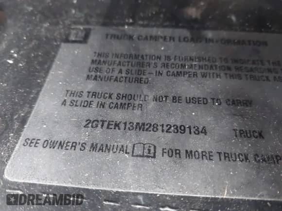 2008 GMC Sierra 1500 Work Truck with VIN 2GTEK13M281239134, listed as a IAAI auction lot 41535863 with Not provided miles and . Bid and sale history available at DreamBid. Image 9.