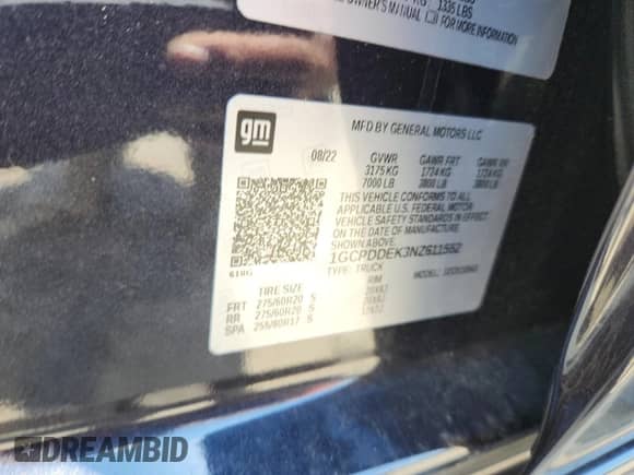 2022 Chevrolet Silverado 1500 LT with VIN 1GCPDDEK3NZ611552, listed as a Copart auction lot 66010875 with 18,202 mi miles and Salvage title. Bid and sale history available at DreamBid. Image 13.