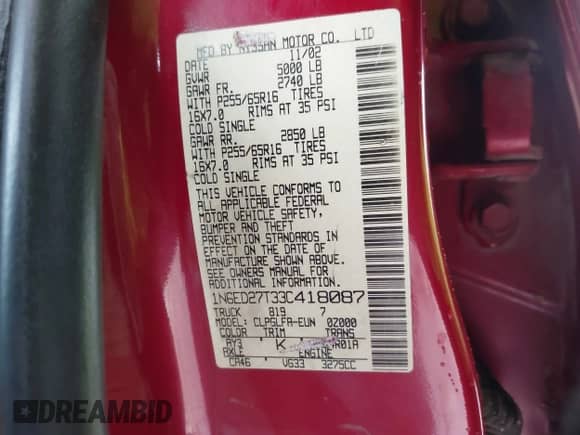 2003 Nissan Frontier XE с VIN 1N6ED27T33C418087, выставлен на аукционе IAAI как лот 41630881 с пробегом 189 300 миль миль и . История ставок и продаж доступна на DreamBid. Изображение 9.