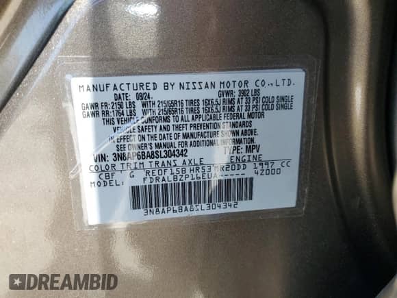 2025 Nissan Kicks S z VIN 3N8AP6BA8SL304342, wystawiony jako Copart lot #66352215 z przebiegiem 24 184 mil mil oraz Szkoda całkowita • Salvage title. Historia ofert i sprzedaży dostępna na DreamBid. Obrazek 13.