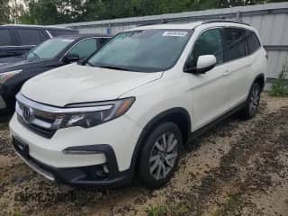2019 Honda Pilot EX-L z VIN 5FNYF6H43KB045045, wystawiony jako Copart lot #69202665 z przebiegiem 82 139 mil mil oraz Szkoda całkowita • Salvage title. Historia ofert i sprzedaży dostępna na DreamBid. Obrazek 1.