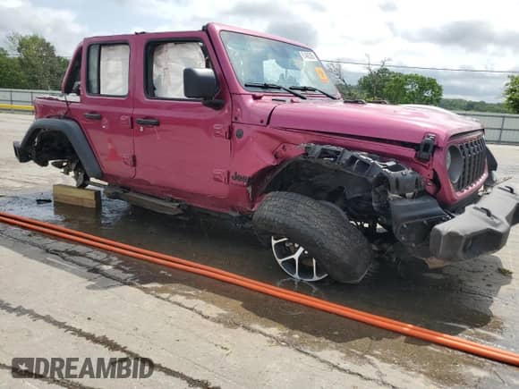 2024 Jeep Wrangler Willys with VIN 1C4PJXDG5RW336149, listed as a Copart auction lot 61480395 with Not provided miles and Salvage title. Bid and sale history available at DreamBid. Image 4.