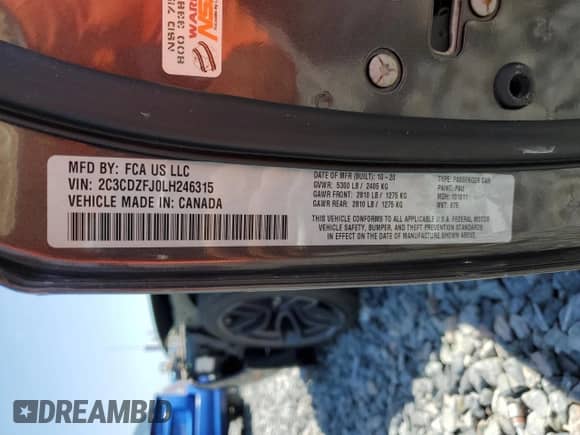 2020 Dodge Challenger R/T Scat Pack с VIN 2C3CDZFJ0LH246315, выставлен на аукционе Copart как лот 67595615 с пробегом 41 517 миль миль и Списание • Salvage title. История ставок и продаж доступна на DreamBid. Изображение 13.