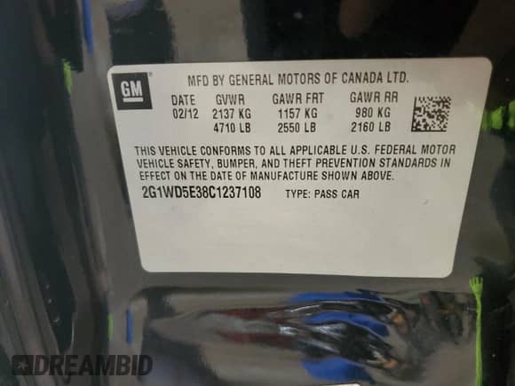 2012 Chevrolet Impala Police Police с VIN 2G1WD5E38C1237108, выставлен на аукционе Copart как лот 48616365 с пробегом 177 342 миль миль и Списание • Salvage title. История ставок и продаж доступна на DreamBid. Изображение 14.