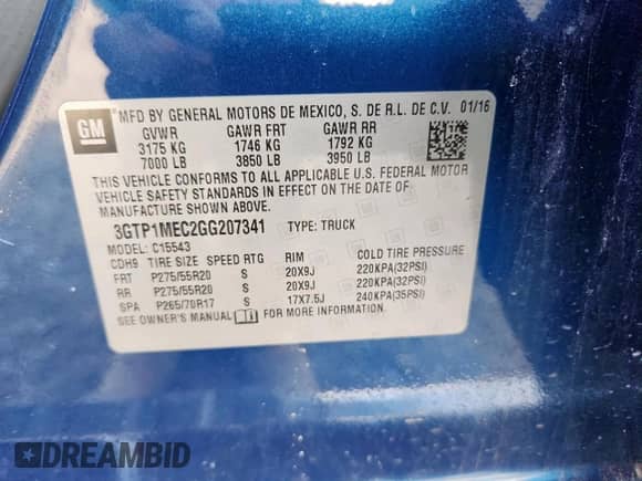2016 GMC Sierra 1500 SLE с VIN 3GTP1MEC2GG207341, выставлен на аукционе Copart как лот 59934745 с пробегом 191 280 миль миль и Списание • Salvage title. История ставок и продаж доступна на DreamBid. Изображение 13.