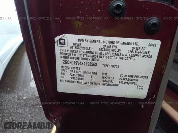 1999 Chevrolet Silverado 1500 LS с VIN 2GCEC19V4X1293563, выставлен на аукционе IAAI как лот 42114340 с пробегом 164 683 миль миль и . История ставок и продаж доступна на DreamBid. Изображение 9.