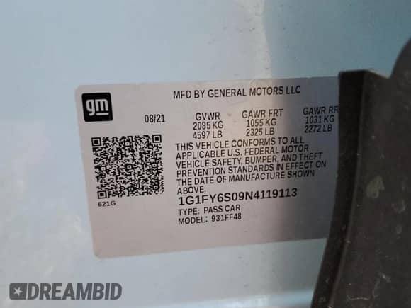2022 Chevrolet Bolt EUV LT с VIN 1G1FY6S09N4119113, выставлен на аукционе Copart как лот 67189575 с пробегом 27 289 миль миль и Списание • Salvage title. История ставок и продаж доступна на DreamBid. Изображение 13.
