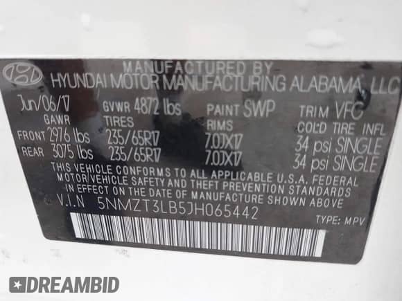 2018 Hyundai Santa Fe 2.4L с VIN 5NMZT3LB5JH065442, выставлен на аукционе IAAI как лот 43032364 с пробегом 138 919 миль миль и . История ставок и продаж доступна на DreamBid. Изображение 9.