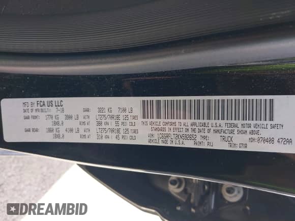 2019 Ram 1500 Rebel с VIN 1C6SRFLT2KN592652, выставлен на аукционе IAAI как лот 41989054 с пробегом 71 630 миль миль и . История ставок и продаж доступна на DreamBid. Изображение 9.