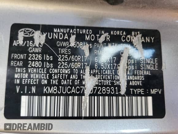 2013 Hyundai Tucson GLS z VIN KM8JUCAC7DU728931, wystawiony jako Copart lot #64497845 z przebiegiem 198 224 mil mil oraz Szkoda całkowita • Salvage title. Historia ofert i sprzedaży dostępna na DreamBid. Obrazek 13.