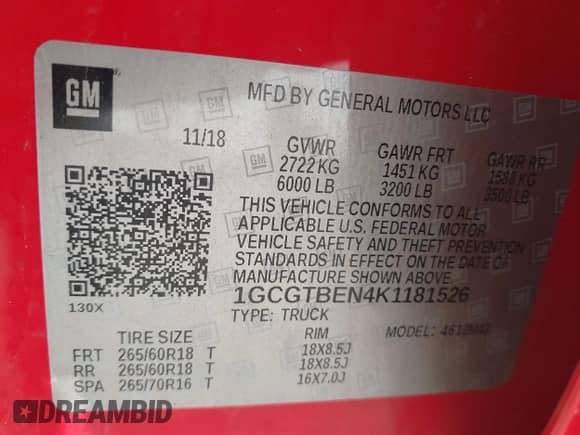 2019 Chevrolet Colorado 4WD Work Truck с VIN 1GCGTBEN4K1181526, выставлен на аукционе IAAI как лот 42498923 с пробегом 63 069 миль миль и . История ставок и продаж доступна на DreamBid. Изображение 9.
