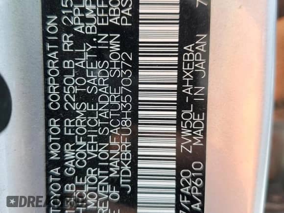 2017 Toyota Prius Two z VIN JTDKBRFU8H3570372, wystawiony jako Copart lot #86326415 z przebiegiem 71 482 mil mil oraz Szkoda całkowita • Salvage title. Historia ofert i sprzedaży dostępna na DreamBid. Obrazek 13.