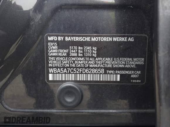 2015 BMW 5 Series 528i xDrive с VIN WBA5A7C52FD628658, выставлен на аукционе IAAI как лот 43191105 с пробегом 93 206 миль миль и . История ставок и продаж доступна на DreamBid. Изображение 9.