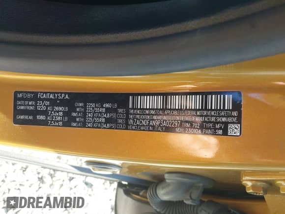 2023 Dodge Hornet GT с VIN ZACNDFAN9P3A02297, выставлен на аукционе IAAI как лот 41400303 с пробегом 22 126 миль миль и . История ставок и продаж доступна на DreamBid. Изображение 9.