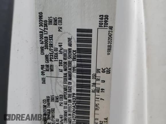 1999 Ford Econoline Cargo z VIN 1FTRE1427XHA24379, wystawiony jako Copart lot #63539135 z przebiegiem 91 158 mil mil oraz Czysty tytuł • Clean title. Historia ofert i sprzedaży dostępna na DreamBid. Obrazek 12.