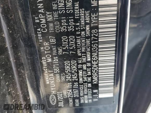2022 Hyundai Palisade Limited с VIN KM8R5DHE6NU361728, выставлен на аукционе Copart как лот 58854145 с пробегом 75 546 миль миль и Списание • Salvage title. История ставок и продаж доступна на DreamBid. Изображение 14.