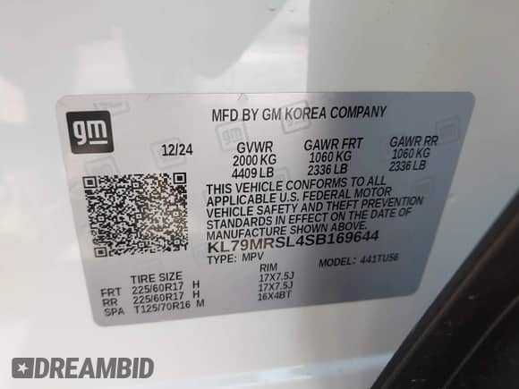 2025 Chevrolet TrailBlazer LT с VIN KL79MRSL4SB169644, выставлен на аукционе IAAI как лот 42763096 с пробегом 533 миль миль и . История ставок и продаж доступна на DreamBid. Изображение 9.