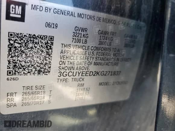 2019 Chevrolet Silverado 1500 RST with VIN 3GCUYEED2KG271837, listed as a Copart auction lot 80730465 with Not provided miles and Salvage title. Bid and sale history available at DreamBid. Image 13.