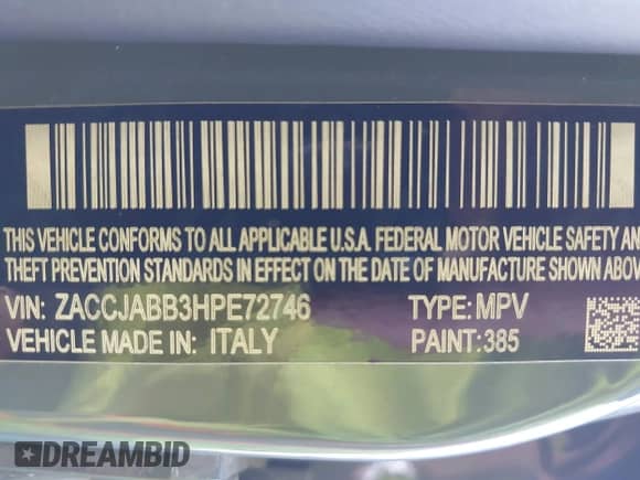 2017 Jeep Renegade Latitude z VIN ZACCJABB3HPE72746, wystawiony jako IAAI lot #42374718 z przebiegiem 92 272 mil mil oraz . Historia ofert i sprzedaży dostępna na DreamBid. Obrazek 9.