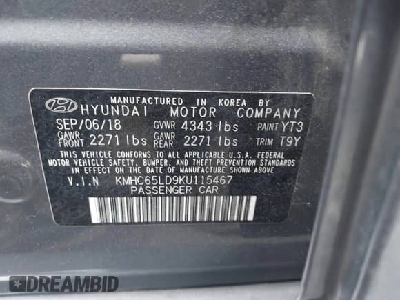 2019 Hyundai Ioniq с VIN KMHC65LD9KU115467, выставлен на аукционе IAAI как лот 42490156 с пробегом 153 562 миль миль и . История ставок и продаж доступна на DreamBid. Изображение 9.